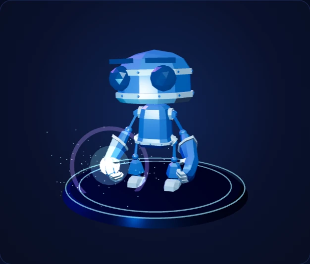 A futuristic robot channeling blue energy